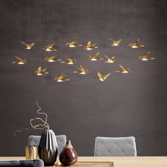 Paratebueno hengelampe messing 17 flg   EGLO Stars of Light   Spisestue   Design   Metall   Med flere lyskilder