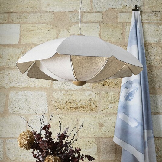 MARKET SET Coquillage hengelampe 110 cm kremfarget lin Stue 48 Beige