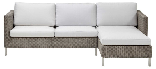 Cane-line Connect sofagruppe Taupe med hvite dynor 1 st 2-seterende & sjeselong Beige