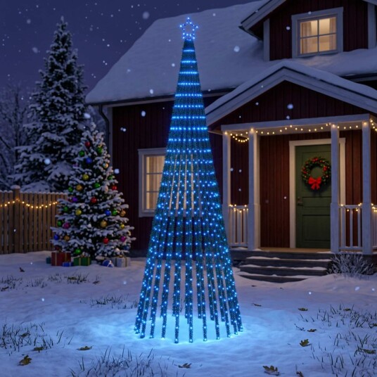 vidaXL LED juletre 300 cm 668 LED-lys Blå Stål Svart
