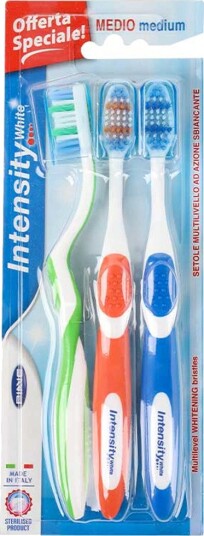 Whitening Tannbørster 3 stk. PIAVE Intensity White Medium Lite Børstehode