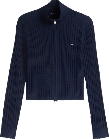 Tommy Jeans Tjw Micro Cable Zipthru Sweater   Navy   M
