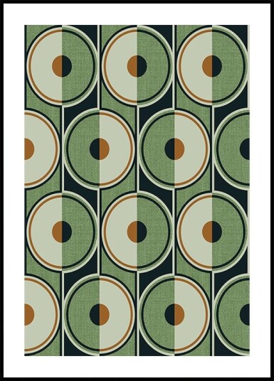Retro Circles Green Plakat / 50x70cm