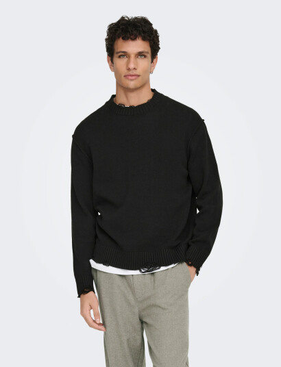 ONLY & SONS Onstune Rlx Ls Crew Neck Knit Life - Black - S ONLY & SONS Onstune Rlx Ls Crew Neck Knit Life - Black - S