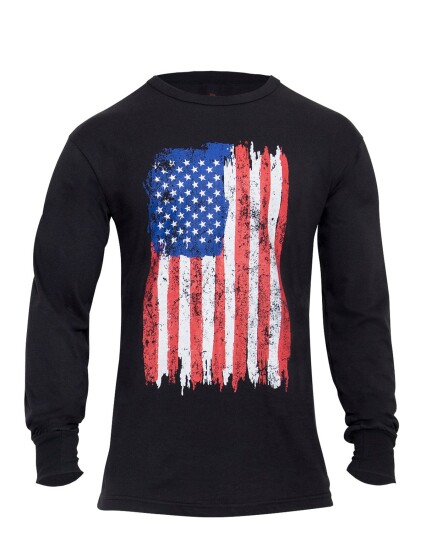 Rothco US Flag langermet T-skjorte Svart, Blå, Rød