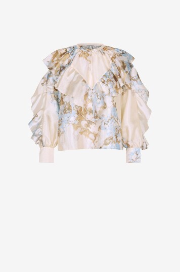 Second Female   Bluse Lugana Frill   Blå