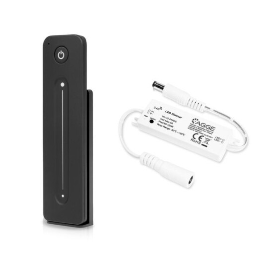 Driver til LED stripe AGGE Single Colour Mini Controller RF 2,4 GHz Driver + Remote control Dimming Touch Slide Black