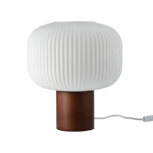 Scandi Living Fair Bordlampe 34,5 cm Frostet glass mørkbeiset ask