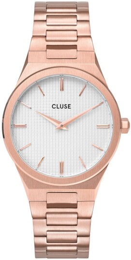 Cluse Dameklokke CW0101210001 Hvit/Rose gulltonet stål Ø33 mm