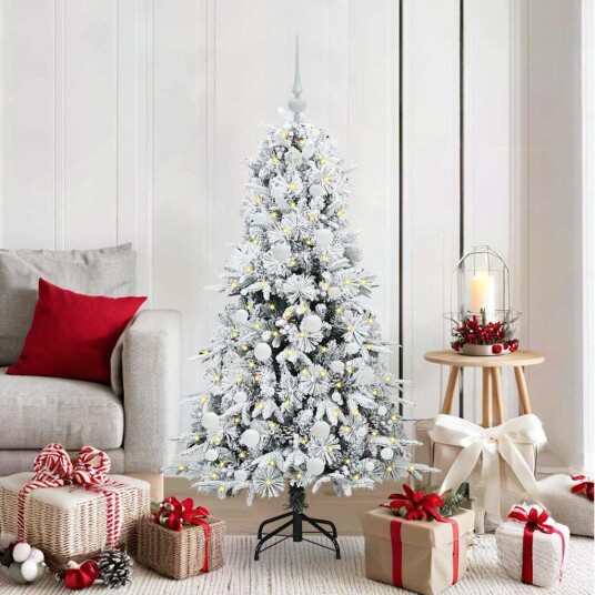  Kunstig sammensatt juletre med 150 LED grønn 150 cm PE og PVC