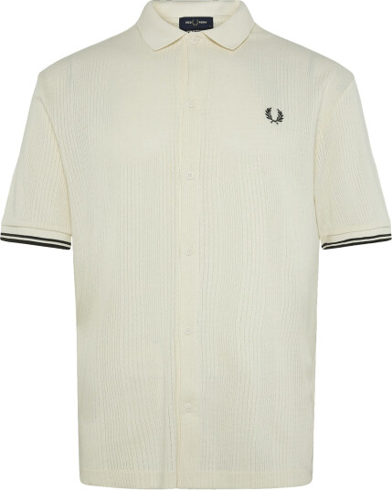 Fred Perry Pointelle Button Polo   Cream   S