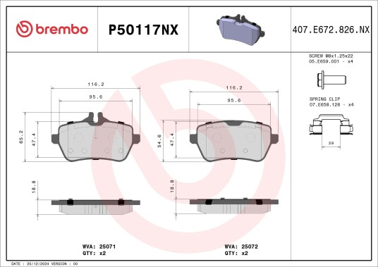 Bremseklosser BREMBO P50117NX Bremseklosser BREMBO P50117NX