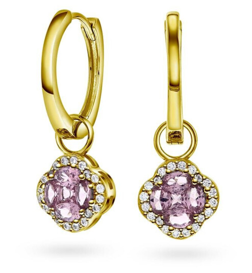 Pan Jewelry, Ivy øreringer i forgylt 925 sølv med rosa zirkonia Pan Jewelry, Ivy øreringer i forgylt 925 sølv med rosa zirkonia