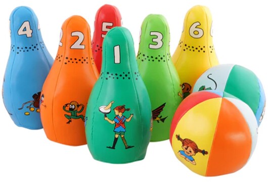 Pippi Langstrømpe Fargerikt Mykt Bowlingsett med Oppbevaringsveske Pippi Langstrømpe Fargerikt Mykt Bowlingsett med Oppbevaringsveske