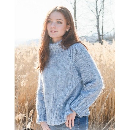 Clear Winter Sky by DROPS Design Genser Strikkeoppskrift str S XXXL
