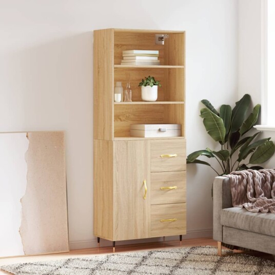 vidaXL Highboard sonoma eik 69,5x34x180 cm konstruert tre 8720845927912