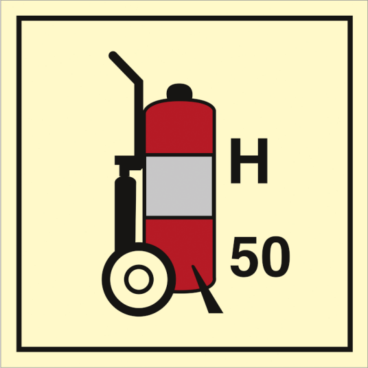 Wheeled fire extinguisher Halon 50 - Etterlysende plast HI150 - 150 x 150 mm Wheeled fire extinguisher Halon 50 - Etterlysende plast HI150 - 150 x 150 mm