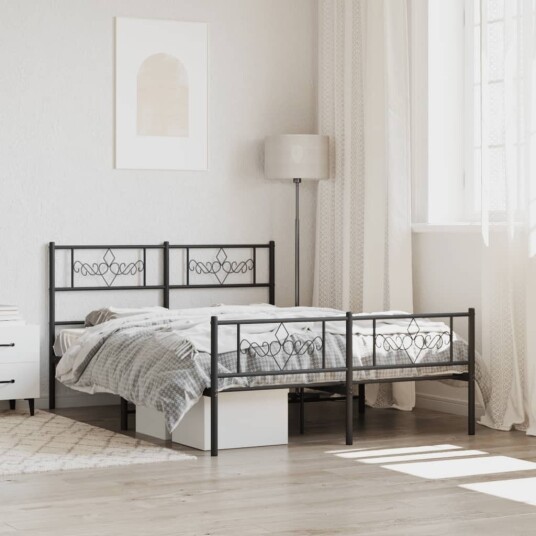 vidaXL Sengeramme i metall med hode og fotgavl svart 120x190 cm