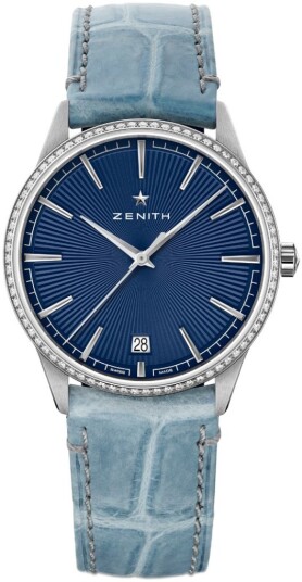 Zenith Dameklokke 16.3200.670 02.C832 Elite Classic Blå/Gummi Ø36 mm