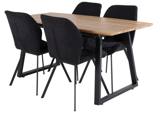 Venture Home Inca Matgruppe 160 cm Rektangulær med 4 Gemma stoler Sort