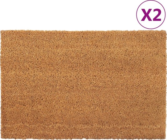Dørmatter 2 stk naturlig 40x60 cm tuftet kokosfiber 8721012225237