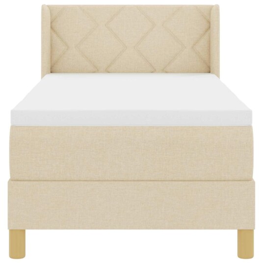 Boxspring seng med madrass kremhvit 80x200 cm stoff