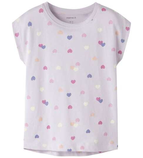 Name It T-skjorte - NmfVigga - Lavender Tåke/Fargerik Hearts - Name It - 3 år (98) - T-skjorte - Lilla