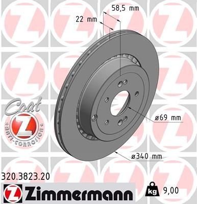 Bremseskive ZIMMERMANN 320.3823.20 Bremseskive ZIMMERMANN 320.3823.20