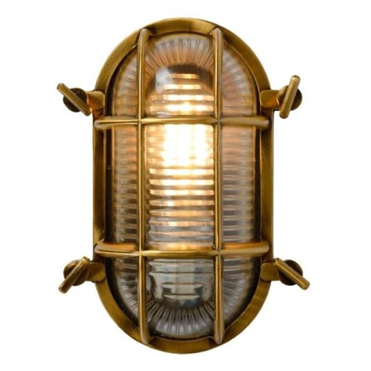 Lucide Dudley Utendørs Vegglampe Avlang Matt Gull/ Messing Lucide Dudley Utendørs Vegglampe Avlang Matt Gull/ Messing