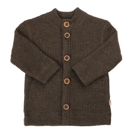 Joha Ribbestrikket ull cardigan til barn brun 130