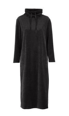 Damella Velour Cosy Dress Svart Small Dame