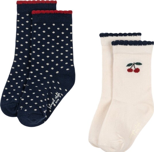 Konges Sløjd Sokker 2 pack Cherry Dot Cherry Mix Konges Sløjd 33/35 Sokker Beige Marineblå 33 35