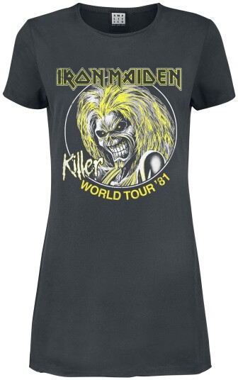 Iron Maiden Kort kjole Amplified Collection Killer World Tour 81' S til M Damer koksgrå