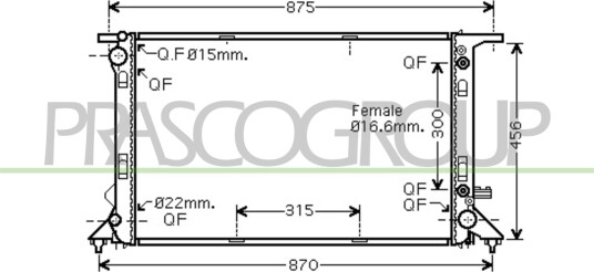 PRASCO AD024R009 Radiator motorkjøling