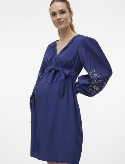 Mamalicious Mlnanaz Tess L/S Wo Abk Dress 2F - Blue - M