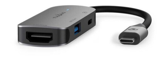 Nedis USB Multi-Port Adapter | USB 3.2 Gen 1 | USB-C™ Hann | HDMI™ Output / USB-A Hun / USB-C™ Hunn | 5 Gbps | 0.10 m | Rund | Nikkel belagt | PVC | Grå | Boks