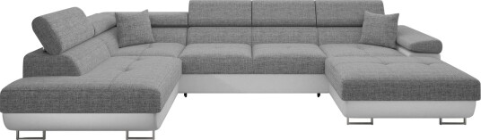 Gabina Sofa med Divan og Sjeselong 4 seter   Hvit/Grå