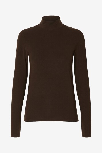 Selected Femme  Topp slfManja LS High Neck Brun