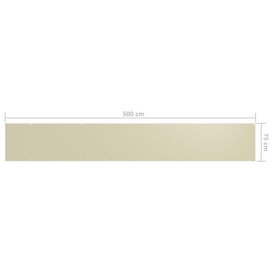 vidaXL Balkongskjerm kremhvit 75x500 cm oxfordstoff