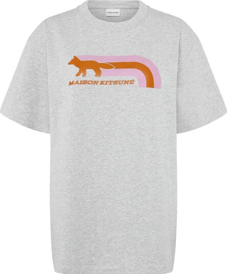 Maison Kitsune Flash Fox Relaxed Tee Shirt LIGHT GREY MELANGE M