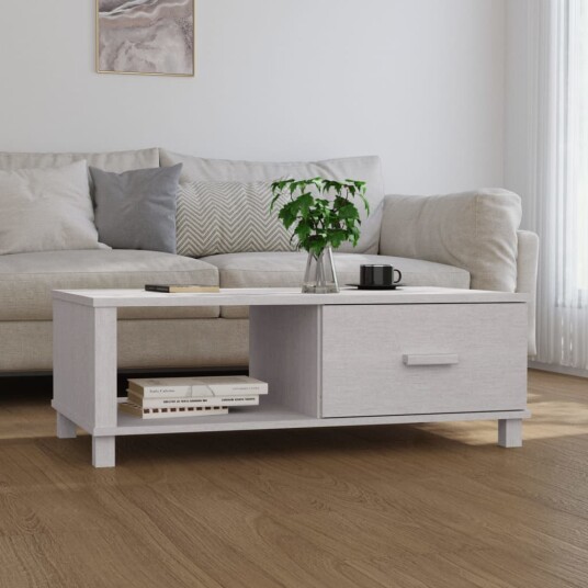 vidaXL Salongbord hvit 100x55x35 cm heltre furu