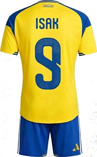 2026 VM Sverige landslag hjemmedrakt for barn + shorts nr. 9 Isak