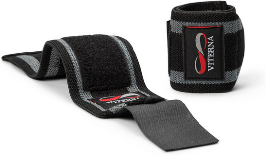 VITERNA Premium Classic Wrist Wraps 33 cm, svart/grå håndleddstøtte