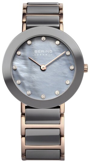 Bering Dameklokke 11429 769 Ceramic Grå/Rose gulltonet stål Ø29 mm