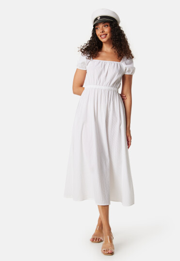 BUBBLEROOM Puff Sleeve Cotton Dress White L