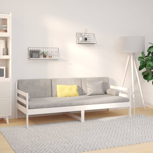 vidaXL Dagseng hvit 90x190 cm heltre furu