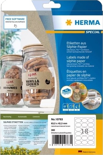 Herma 10763 Brun Ellipse Permanent 63,5 X 42,3 Papir Laser/Blekkskriver