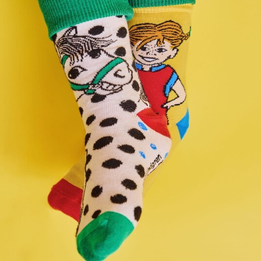 Pippi Langstrømpe Sokker 2 Pakk Hvit/gul 23 26