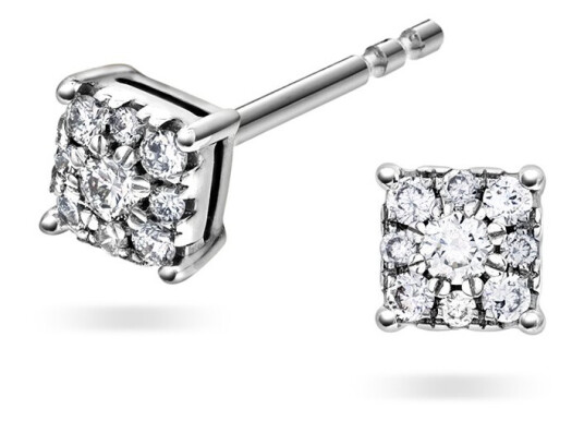 Line by Gullfunn, Øredobber i 375 hvitt gull med diamanter 0,14 ct