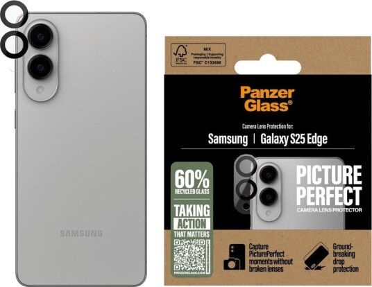 PanzerGlass PicturePerfect Kameralinsebeskytter for Samsung S25 Edge - Ripebestandig og Støtbestandig